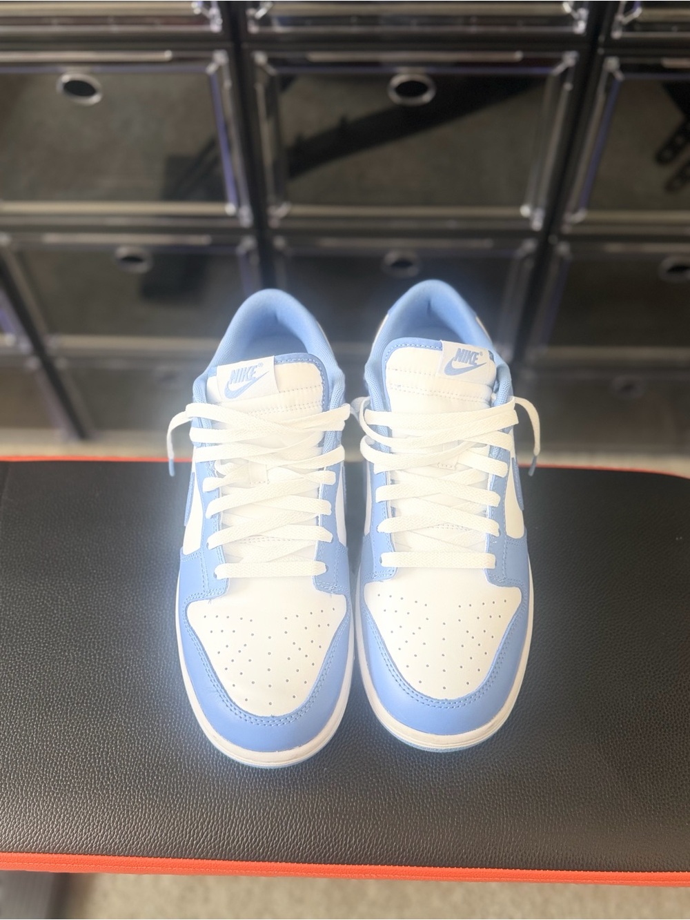 Nike Dunk Men’s Low-Top Sneakers in White and Light Blue